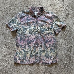 American Eagle Outfitters Tropical Print Shirt - Pink and Gray